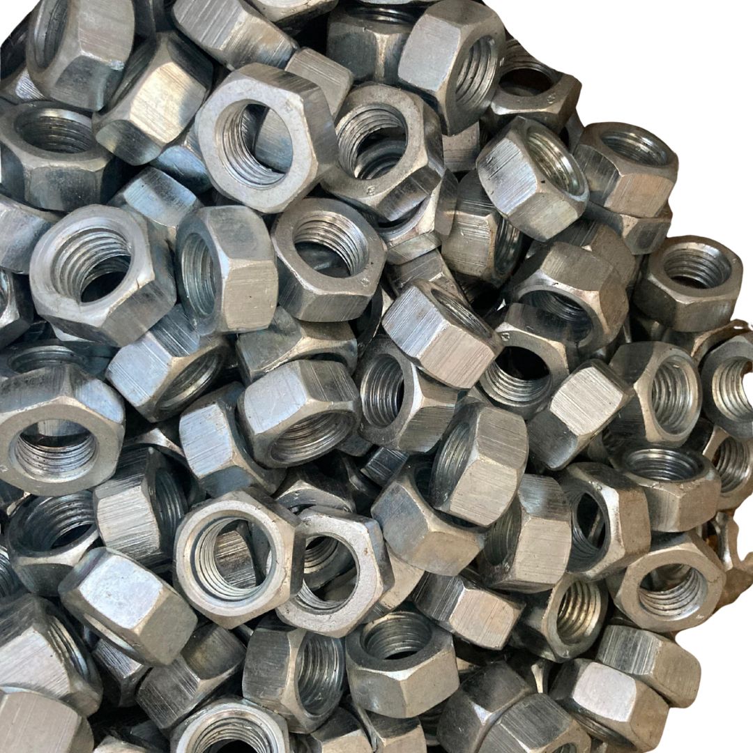 fasteners hex nuts m6 to m36 14” to 1” . grade mild steel (ms) high tensile . finish self zinc auto black hot dip