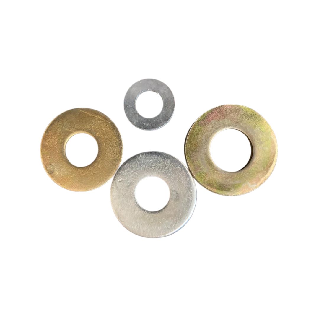 fasteners plain washers m6 to m36 14” to 1.14” . finish self auto black zinc hot dip